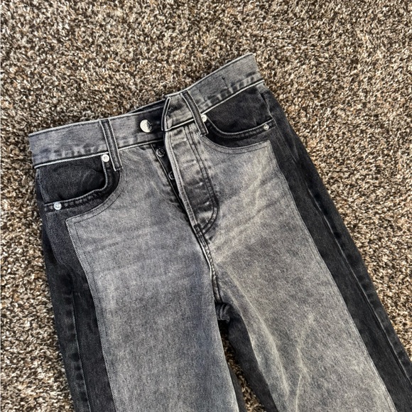 Veronica Beard Taylor Two-Tone Wide Leg Crop Jeans Size 24 in Volcanic Stone - Picture 5 of 9